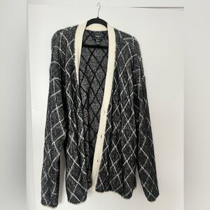 Black and White Open Cardigan